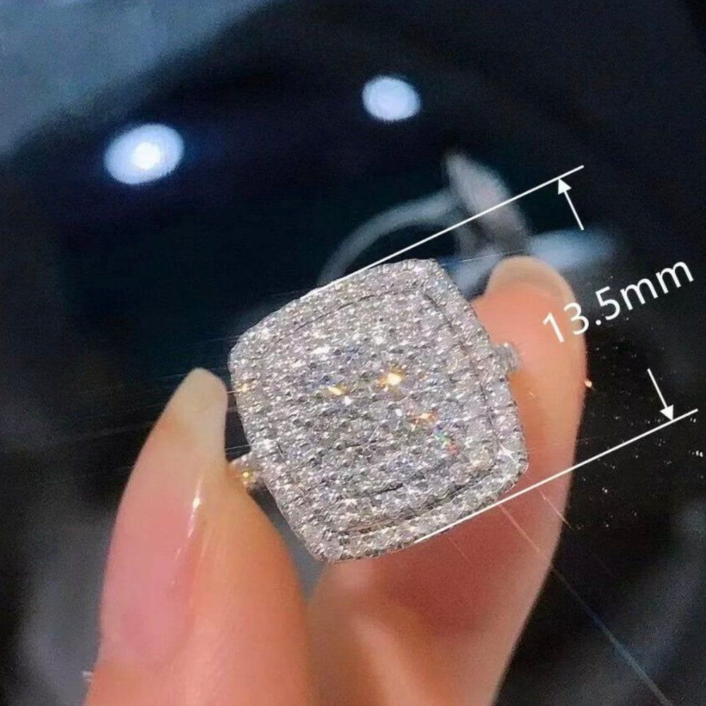 WEDDING RING BRIDAL RING ENGAGMENT RING PRINCESS CUT - Picture 6 of 7